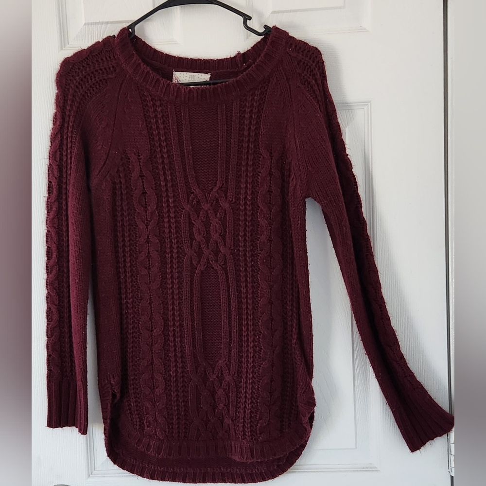 Pink Rose - Maroon Sweater - Small
